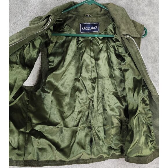 Saguaro Vest Womens Large Green Suede Leather Full Zip Western 90s Vintage Top - Picture 3 of 12